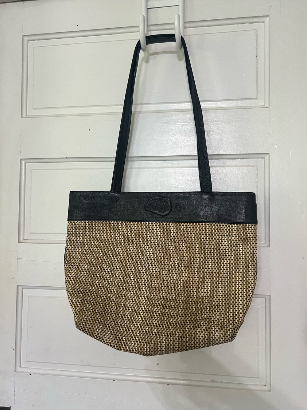 vintage Carlos Falchi woven straw tote bag